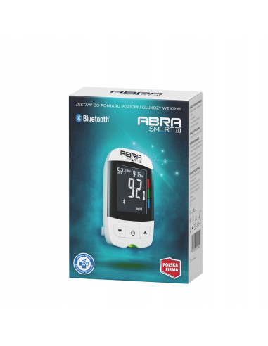 Glukometr Abra Smart + nakłuwacz, paski i lancety do pomiaru poziomu glukozy we krwi