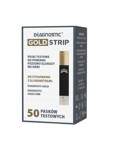 Paski testowe Gold Strip do glukometru Diagnostic Gold Care do pomiaru poziomu glukozy we krwi 50szt