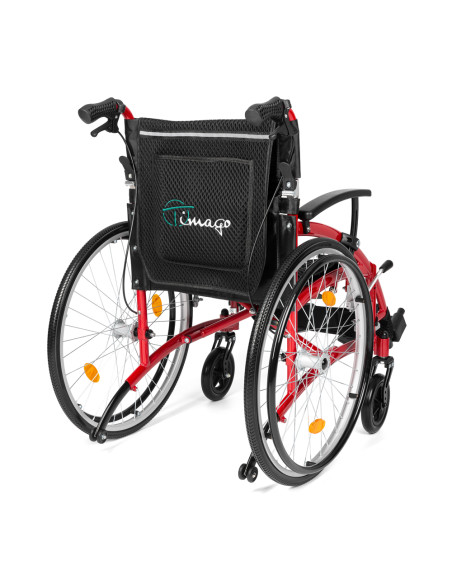 Wózek inwalidzki ręczny aluminiowy ultra lekki  Timago EXCLUSIVE- TIM / 46cm czerwony