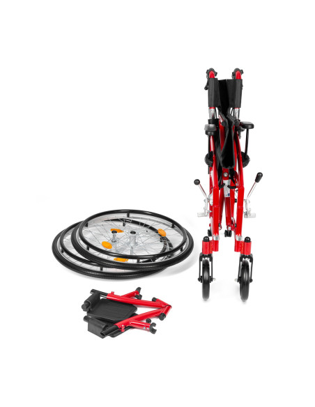 Wózek inwalidzki ręczny aluminiowy ultra lekki  Timago EXCLUSIVE- TIM / 46cm czerwony