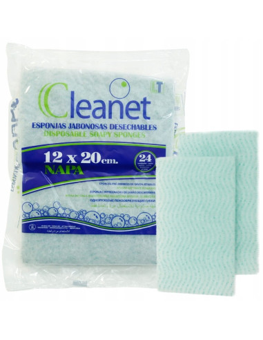 Myjka typu gąbka nasączona mydłem Cleanet Napa aktywowana wodą - 24 sztuki