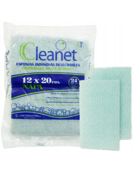 Myjka typu gąbka nasączona mydłem Cleanet Napa aktywowana wodą - 24 sztuki