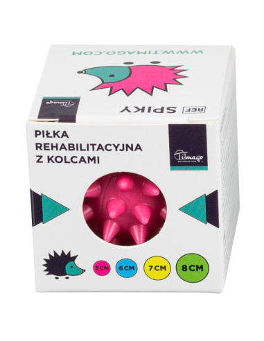 Piłka sensoryczna rehabilitacyjna z kolcami do masażu twarzy i ćwiczeń Timago Spiky 5cm