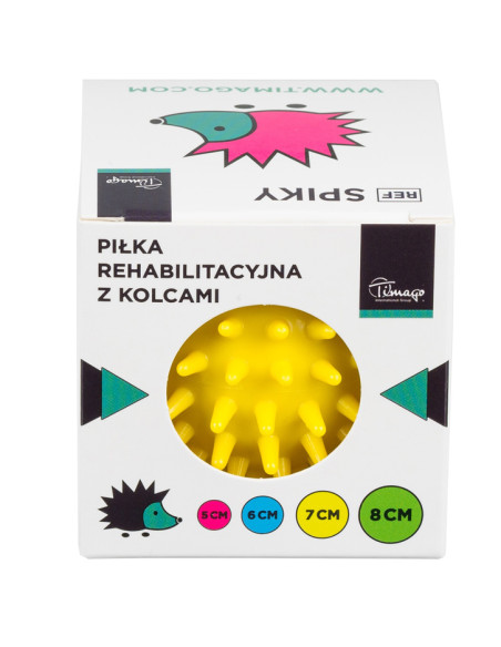 Piłka sensoryczna rehabilitacyjna z kolcami do masażu twarzy i ćwiczeń Timago Spiky 7cm