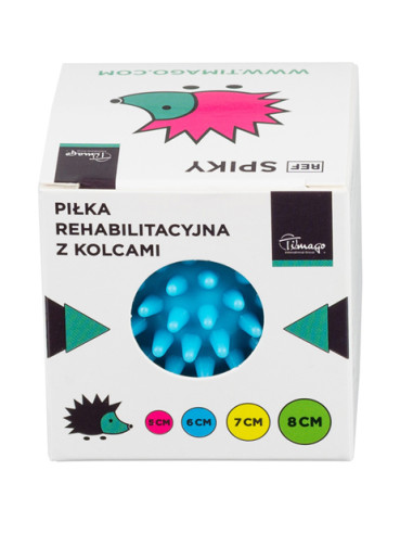 Piłka sensoryczna rehabilitacyjna z kolcami do masażu twarzy i ćwiczeń Timago Spiky 6cm