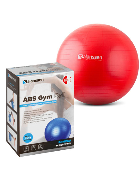 Piłka rehabilitacyjna do ćwiczeń ABS Gym Ball 65 cm – czerwona Balanssen
