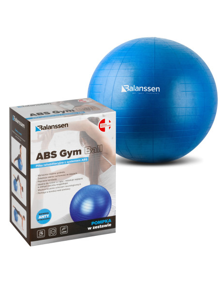 Piłka rehabilitacyjna do ćwiczeń ABS Gym Ball 85 cm – niebieska Balanssen