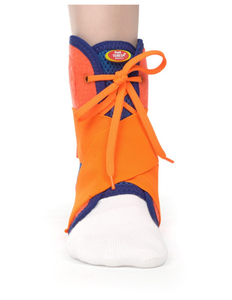 Stablizator dziecięcy stawu skokowego Pani Teresa MEDICA YOUNG PT0339 niebiesko-pomarańczowy