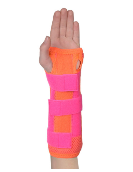 Orteza dziecięca nadgarstka z odpinanym kciukiem Pani Teresa MEDICA YOUNG PT0337 koralowa