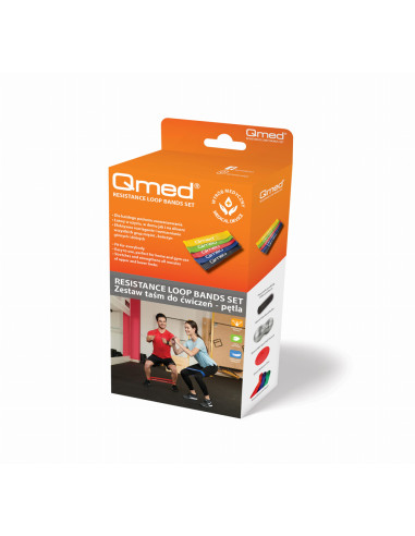 Zestaw 5 taśm do ćwiczeń typu pętla o różnym oporze Qmed Resistance Loop Band Set