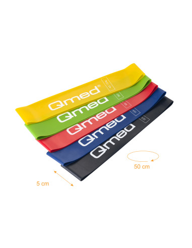 Zestaw 5 taśm do ćwiczeń typu pętla o różnym oporze Qmed Resistance Loop Band Set