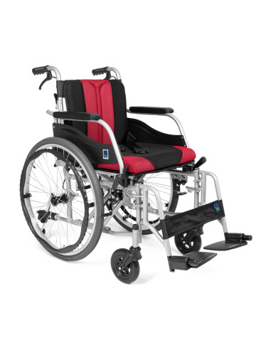 Wózek inwalidzki ręczny aluminiowy z łamanym oparciem Timago PREMIUM-TIM TGR-R WA C2600 / 48cm bordowy