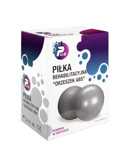 Piłka rehabilitacyjna do ćwiczeń Orzeszek ABS srebrna PILO-1090
