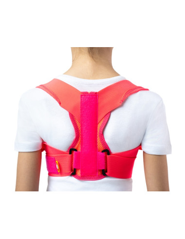 Dziecięcy pas barkowy - prostotrzymacz, korektor postawy dla dzieci Pani Teresa MEDICA YOUNG PT0342 koralowy