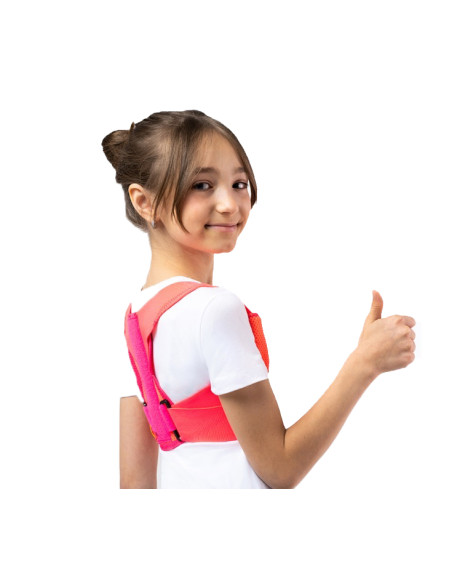 Dziecięcy pas barkowy - prostotrzymacz, korektor postawy dla dzieci Pani Teresa MEDICA YOUNG PT0342 koralowy