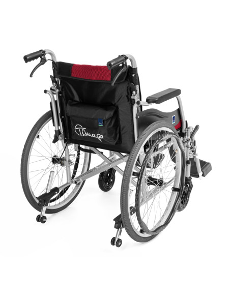 Wózek inwalidzki ręczny aluminiowy z łamanym oparciem Timago PREMIUM-TIM TGR-R WA C2600 / 48cm bordowy