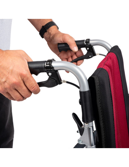 Wózek inwalidzki ręczny aluminiowy z łamanym oparciem Timago PREMIUM-TIM TGR-R WA C2600 / 48cm bordowy