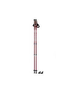 Kijki trekkingowe do Nordic Walking, czerwone w pokrowcu + 2 zestawy końcówek 2