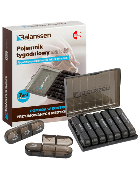 Pojemnik tygodniowy na leki w etui - kasetka na tabletki na 3 pory dnia na 7 dni