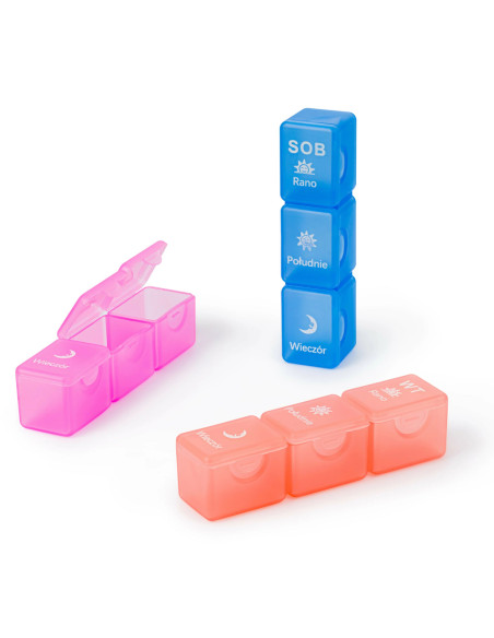 Pojemnik Premium na leki tygodniowy - kasetka na tabletki na 7 dni na 3 pory dnia