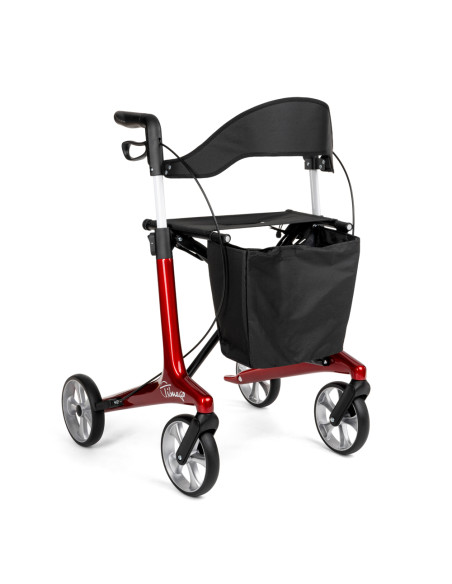 Podpórka 4-kołowa z włókna węglowego z siedziskiem i oparciem Timago FUTURO bordo