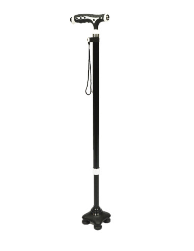 Laska inwalidzka aluminiowa z czwórnogiem, lampką led i zawieszką Aston Twist Zen