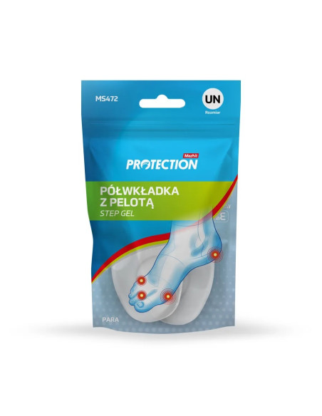Półwkładki żelowe z pelotą metatarsalną, odciążające i amortyzujące przodostopie na płaskostopie poprzeczne Mazbit Step Gel