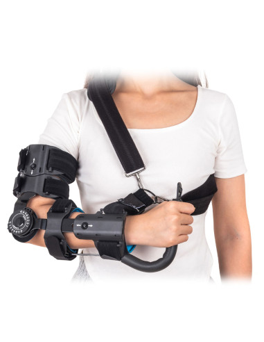 Zegarowa orteza stawu łokciowego z ujęciem dłoni Reha Fund T-Max Elbow Plus O-1680 na prawy łokieć