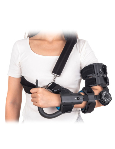 Zegarowa orteza stawu łokciowego z ujęciem dłoni Reha Fund T-Max Elbow Plus O-1680 na lewy łokieć