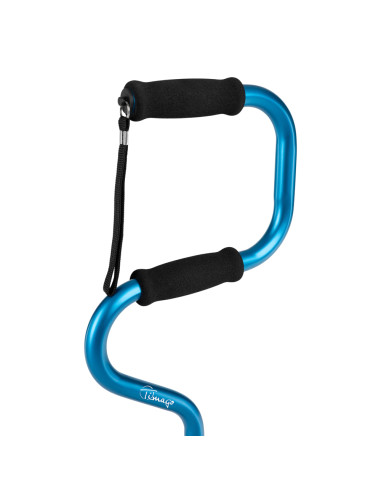 Czwórnóg inwalidzki aluminiowy ułatwiający wstawanie Timago Quatro niebieski