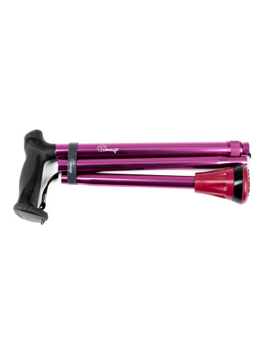 Laska inwalidzka składana aluminiowa w pokrowcu Timago PrimeTim różowa