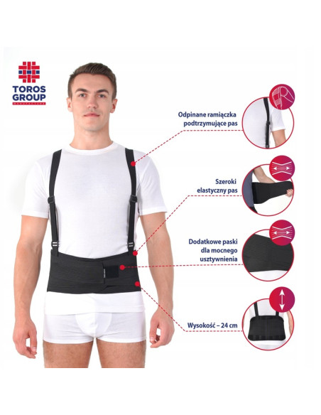 Pas lędźwiowy przemysłowy sztywny z szelkami do podnoszenia ciężkich przedmiotów