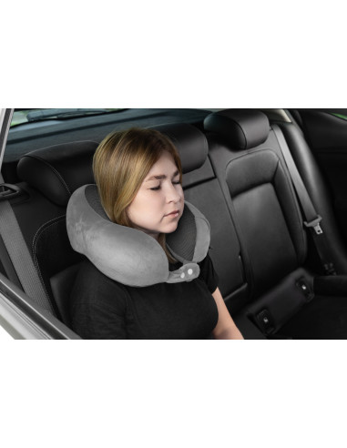 Ortopedyczna odciążająca poduszka podróżna typu rogal Timago TravelTim szara