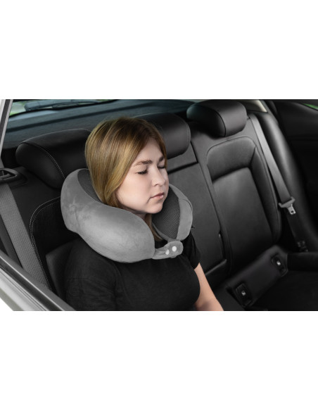 Ortopedyczna odciążająca poduszka podróżna typu rogal Timago TravelTim szara