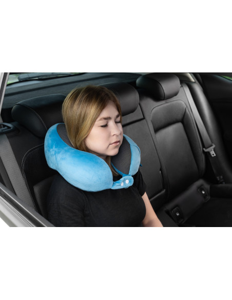 Ortopedyczna odciążająca poduszka podróżna typu rogal Timago TravelTim niebieska