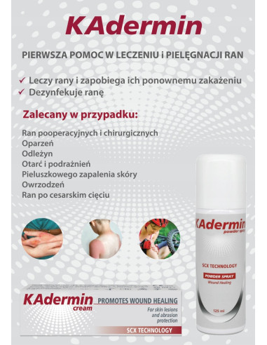 Kadermin Cream wspomagający gojenie się ran, oparzeń, owrzodzeń, odleżyn. Krem w tubce 50ml