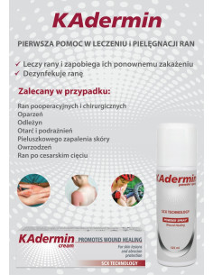 Kadermin Powder Spray wspomagający gojenie się ran, oparzeń, owrzodzeń, odleżyn. Proszek w sprayu 125ml. 2