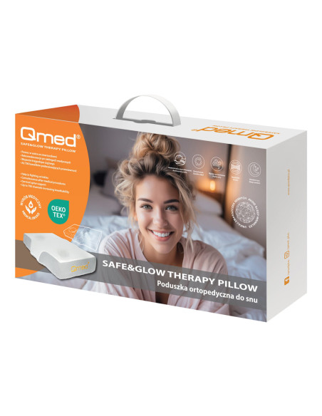 Poduszka ortopedyczna profilowana do snu, antyzmarszczkowa i odciążająca twarz Qmed Safe&Glow Therapy Pillow