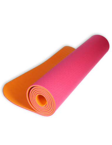 Mata do ćwiczeń rehabilitacyjnych, pilates, joga, antypoślizgowa yellowMAT TPE 183x61cm pomarańczowo-różowa