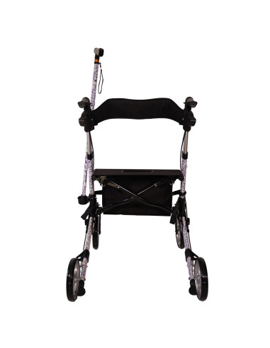 Podpórka 4-kołowa z laską inwalidzką w zestawie, chodzik składany na 4 kółkach Antar AT51006C Flowers