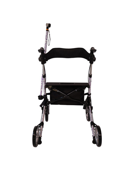 Podpórka 4-kołowa z laską inwalidzką w zestawie, chodzik składany na 4 kółkach Antar AT51006C Flowers