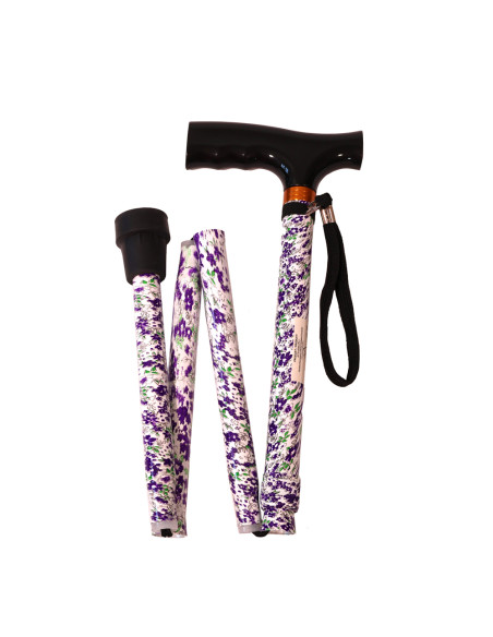 Podpórka 4-kołowa z laską inwalidzką w zestawie, chodzik składany na 4 kółkach Antar AT51006C Flowers