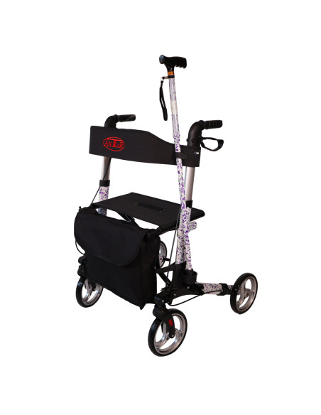 Podpórka 4-kołowa z laską inwalidzką w zestawie, chodzik składany na 4 kółkach Antar AT51006C Flowers