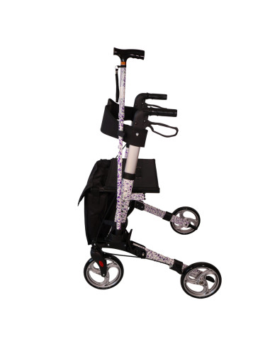 Podpórka 4-kołowa z laską inwalidzką w zestawie, chodzik składany na 4 kółkach Antar AT51006C Flowers
