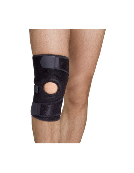 Stabilizator kolana z pierścieniem na rzepkę, zapinany na rzep - długi - AR-6620 czarny