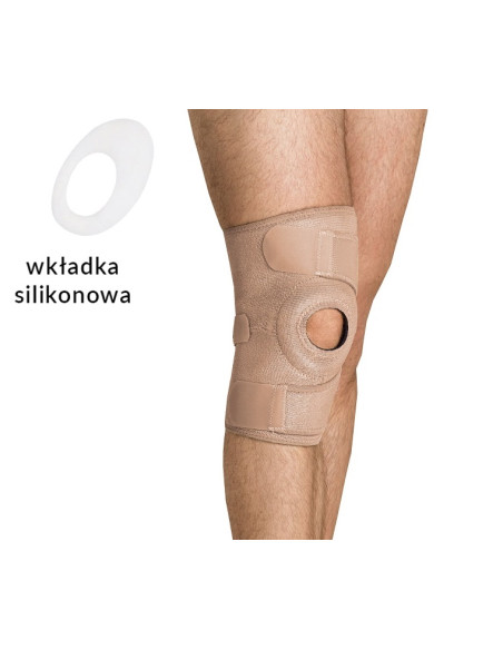 Stabilizator kolana z pierścieniem na rzepkę, zapinany na rzep - długi - AR-6620 czarny