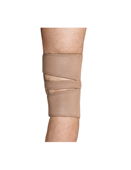 Stabilizator kolana z pierścieniem na rzepkę, zapinany na rzep - długi - AR-6620 beżowy