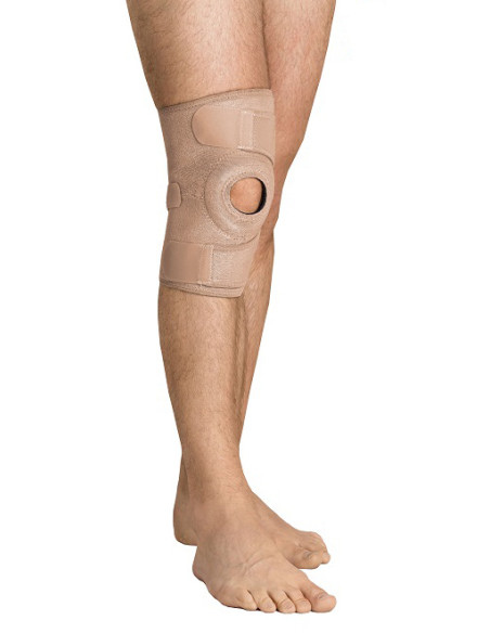 Stabilizator kolana z pierścieniem na rzepkę, zapinany na rzep - długi - AR-6620 beżowy