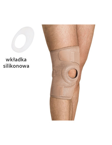 Stabilizator kolana z pierścieniem na rzepkę, zapinany na rzep - długi - AR-6620 beżowy