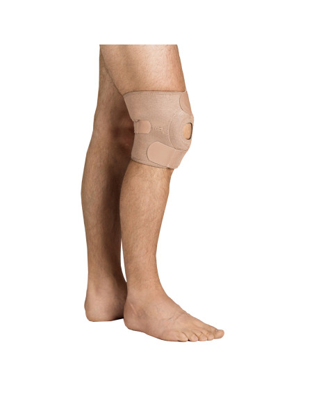 Stabilizator kolana z pierścieniem na rzepkę, zapinany na rzep – krótki – AR-6630 beżowy